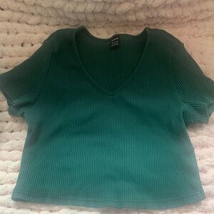 Wild Fable Emerald Ribbed V-Neck Tee